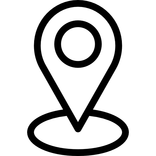 Icône de Localisation : Repère pour Carte et GPS Icône de marqueur de position noir avec épingle sur socle ovale pour cartes et GPS.