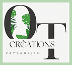 OT Créations Paysagiste : Expert en Aménagement de Jardin Logo OT Créations Paysagiste avec feuilles tropicales vertes intégrées aux lettres noires sur fond gris clair.